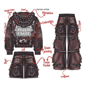 YSJY Produttore Set Tuta Pesante Personalizzata con Strass da <span class=keywords><strong>Uomo</strong></span> con Stampa Acid Wash Effetto Consumato Y2k con Felpa con Cappuccio e Pantaloni Svasati - Product Image 1