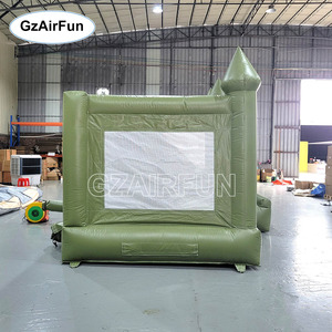 <span class=keywords><strong>Château</strong></span> gonflable commercial vert olive avec toboggan, structure gonflable pour fêtes et événements en plein air - Product Image 4