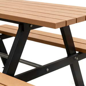 Ensemble <span class=keywords><strong>table</strong></span> et <span class=keywords><strong>banc</strong></span> de pique-nique de camping en bois massif moderne et durable pour l'extérieur, avec structure métallique et <span class=keywords><strong>coussin</strong></span> imperméable - Product Image 3