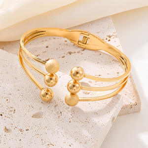 नई स्टील बॉल बेड लक्जरी ब्रांड ब्रैसलेट गहने 316 एल स्टेनलेस स्टील 18k सोने के प्लेटेड चूने - Product Image 6