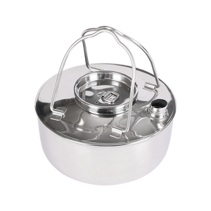 Bouilloire de camping en acier inoxydable, pot à eau portable avec couvercle et poignée pour pique-nique et voyage - Product Image 1