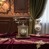 Téléphone filaire blanc antique avec cadran rotatif effet craquelé, livre d'or audio, messagerie vocale, mémoire 32 Go, idéal pour mariages et fêtes