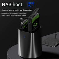 Mini PC R7-5825U, NAS 4 baies, ordinateur de bureau compact double LAN, 8 Go, SSD 128 Go, WiFi, pour la maison et le bureau