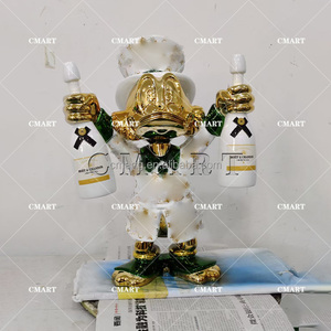 Escultura de Pato <span class=keywords><strong>MC</strong></span> Cromado Personalizada de Alta Calidad con Logotipo, Escultura de Pato Dagobert Pop Art con Dos Botellas, Escultura de Pato <span class=keywords><strong>Donald</strong></span> con Dos Botellas - Product Image 1