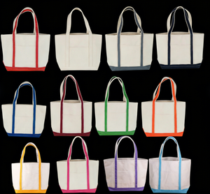 Custom Canvas Boat Tote <b>Bag</b> Solid Color with Zipper Closure Medium Cotton Fabric Letter Customization for Advertising Use - Product Image 3