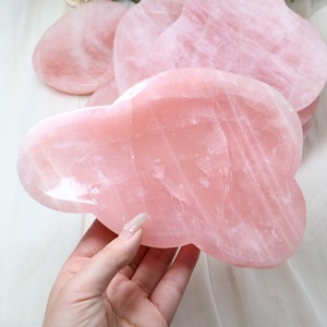 Cuencos de Cristal Natural para Postre, Artesanías de Cristal, Plato de Piedra de <span class=keywords><strong>Cuarzo</strong></span> <span class=keywords><strong>Rosa</strong></span> Natural para Purificación - Product Image 4