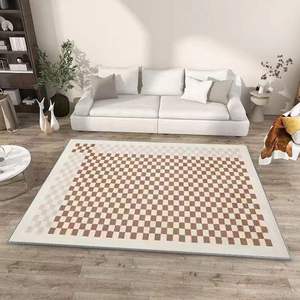 Alfombra Vintage a Cuadros, Rectangular, de Fibra de Poliéster, con Patrón Geométrico, para Sala de Estar, Dormitorio, Estudio - Product Image 2