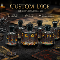 Ensemble de dés personnalisés en résine à bords tranchants avec noyau liquide, accessoires de jeu de table polyédriques pour RPG, dés de jeu de société personnalisés