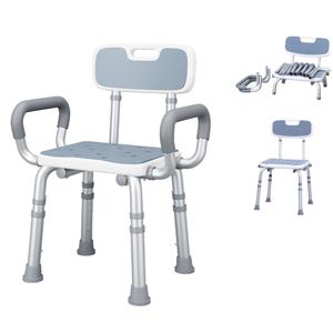 Lichtgewicht douchestoel van aluminiumlegering met verstelbare hoogte en afneembare armleuningen - Product Image 1