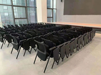 Chaise de formation empilable en maille pour personnel de bureau avec tablette d'écriture en plastique