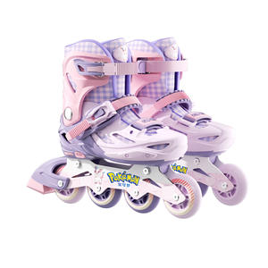Patines en línea ajustables Pokemon para niños de 3 a 6 años con ruedas luminosas, diseño rosa y morado - Product Image 1