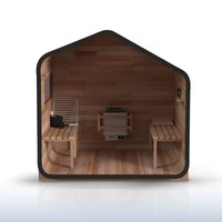 Cabina de Sauna Exterior de Madera Natural con Diseño Moderno, Ventanas de Vidrio Negro para Privacidad, 1 Año de Garantía, Compatible con OEM, Venta al Por Mayor