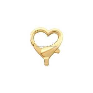 Individuelles individuelles reines 14k 18k echtes Gold massives Gold herzförmige Reißverschluss für Halskette DIY Goldzubehör feiner Schmuck