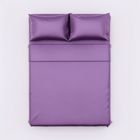 Parure de lit 4 pièces en fibre de bambou tissée jetable, couleur unie naturelle 300TC, taille King, avec drap-housse rafraîchissant