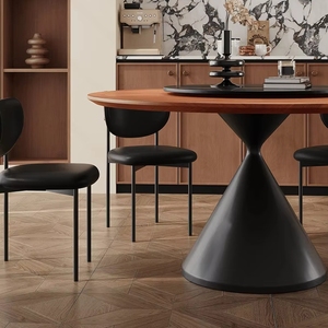 Ensemble de <span class=keywords><strong>table</strong></span> et chaises de salle à manger rondes en bois massif de luxe moderne, 4, 6 ou 8 places, design de meubles noirs rotatifs pour salon et <span class=keywords><strong>restaurant</strong></span> - Product Image 4