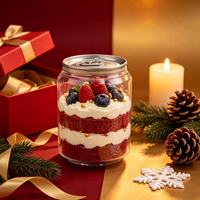 Pot à dessert de Noël vide en PET transparent de qualité alimentaire, facile à ouvrir, fourni directement par l'usine, logo personnalisé, stock en gros