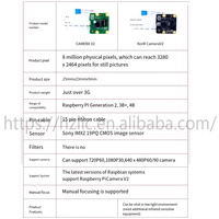 Module officiel NoIR Night Vision 8 millions de pixels Capteur IMX219, pour Raspberry Pi 4 / 3B + / 3B Raspberry Pi Caméra V2
