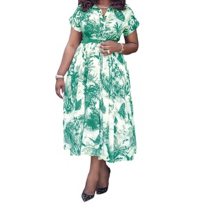 Latest Design Fashion Ladies Office Dress A-line Pleated Dress Elegant African Dresses for Women <strong>Clothing</strong> with Belt - Product Image 1
