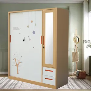 Guangzhou factory Supply Professional Wardrobes Bedroom Closet steel wardrobe Modern Design Wardrobes With Mirror And Drawers