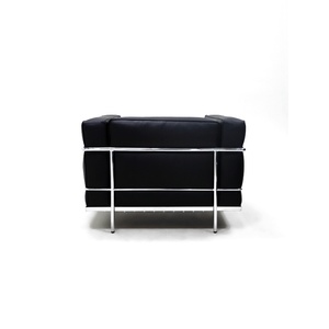Poltrona di Lusso Singola <span class=keywords><strong>in</strong></span> <span class=keywords><strong>Pelle</strong></span> <span class=keywords><strong>Nera</strong></span> con Struttura <span class=keywords><strong>in</strong></span> Acciaio Cromato, Design Minimalista, Sedia d'Accento per Arredamento Casa - Product Image 4