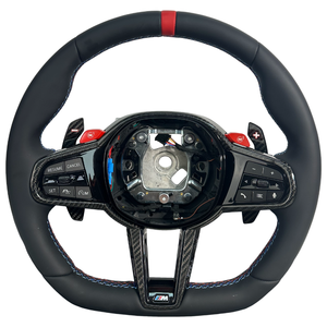 Volante Deportivo Personalizado en Cuero con Costuras a Color, Estilo LCI CS, para Modelos G Series M2/M3/M4 2021 - Product Image 1
