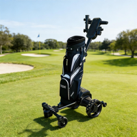 Chariot de golf pliable à équilibrage automatique, chariot électrique léger avec batterie au lithium et support pour parapluie