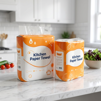 Benutzerdefiniertes Logo OEM Hersteller Hochwertiges Holzfaserpapier Waschbar Gutes Preis-Leistungs-Verhältnis Große Küchenpapierrolle zur Reinigung