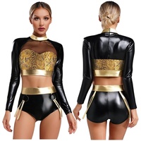 Tenues de clubwear métalliques pour femmes, crop tops et shorts pour les raves, les soirées disco, les boîtes de nuit, les robes de danse latine et de salon, fournisseur