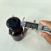 Pot d'apothicaire en verre brun ambré à large bouche de 60ml avec bouchon à vis compte-gouttes flacon de réactif de pharmacie de laboratoire avec bouchon en verre