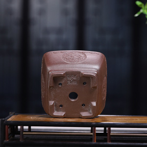 <span class=keywords><strong>Pot</strong></span> carré en argile violette Zisha en terre brute, <span class=keywords><strong>pot</strong></span> de fleurs de bureau respirant avec motif de dragon chinois en relief pour mini-landscape et bonsaï - Product Image 3