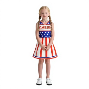 Robe de cheerleading patriotique pour enfants, uniforme de style jupe imprimé étoiles et rayures pour enfants - Product Image 1