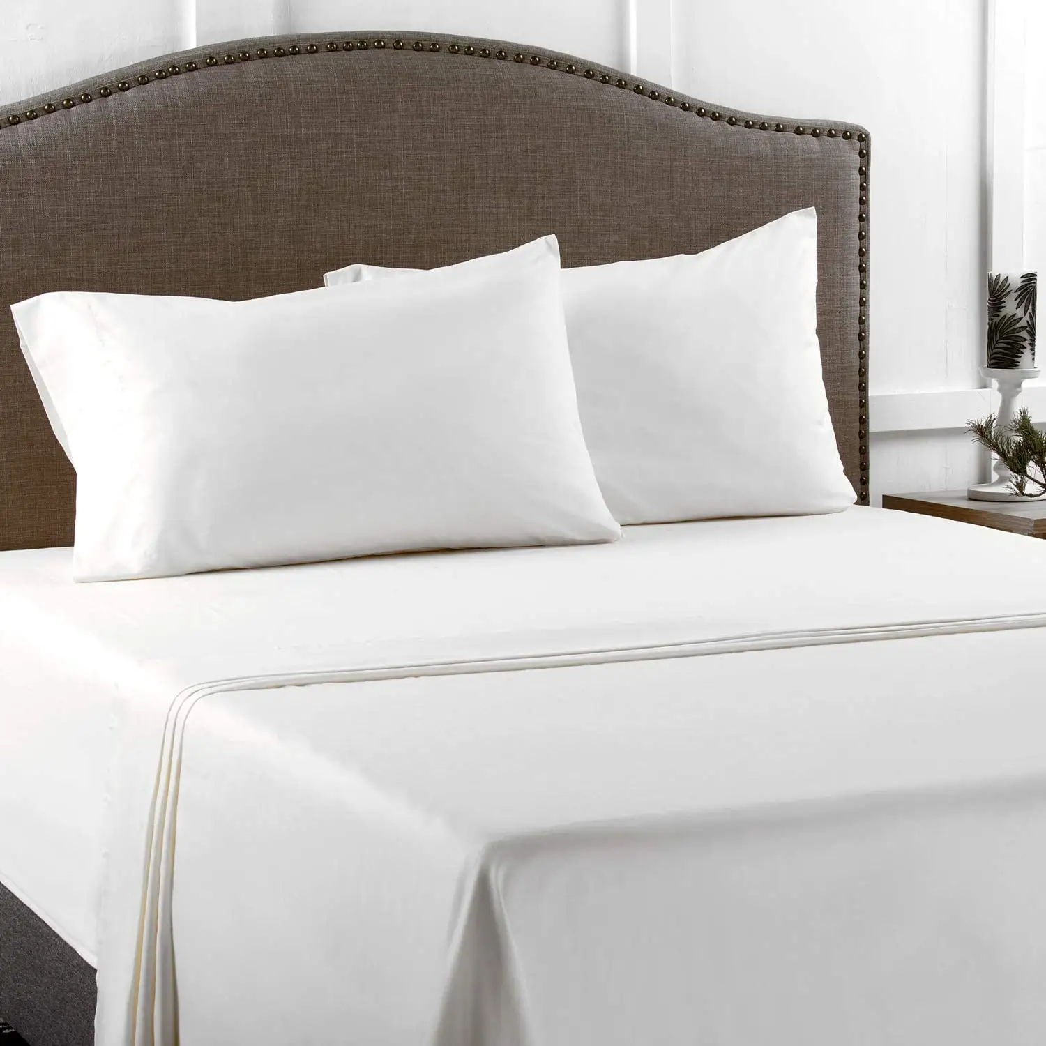 ベッドシーツ寝具セットベッドルーム用純白快適コットンキングサイズ6ピース