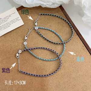 สร้อยข้อมือผู้หญิงเงินแท้ S925 ประดับคริสตัลและเพชรเทียม ดีไซน์เรขาคณิต เหมาะสำหรับใส่ทุกวัน - Product Image 2