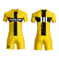 Set Jersey sepakbola kustom poliester berpori dengan Logo cetak Digital bordir nama Dropshipping tersedia