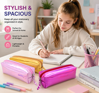 Trousse à crayons en PU en gros pour les appels d'offres gouvernementaux, grande capacité, sac de rangement pour fournitures scolaires pour l'approvisionnement éducatif
