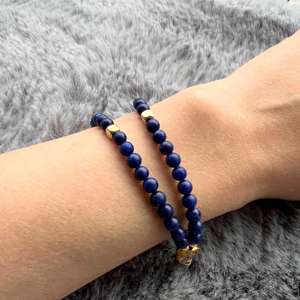 Bracelet magnétique fait main en lapis-lazuli de 4 mm, chapelet complet de 5 décades, médaille miraculeuse, cadeau catholique - Product Image 6