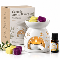 Brûleur à cire en céramique personnalisé en forme de patte de chat, chauffe-huile essentielle pour bougie chauffe-plat, diffuseur d'arômes pour la décoration intérieure