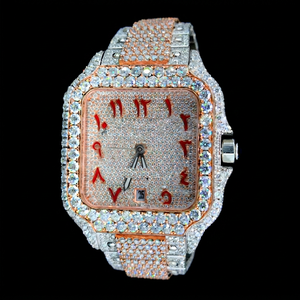 Montre mécanique automatique de luxe en verre carré avec moissanite, bracelet entièrement serti de diamants, en acier inoxydable, style professionnel pour homme, étanche 10 bars - Product Image 1