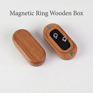 OEM Mini Wood Ring <b>Box</b> with Magnetic Closure and Velvet Lining Custom Logo Available for Gift - Product Image 4