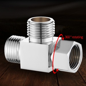 Robinet d'angle en cuivre noir mat G1/2'' pour pulvérisateur de bidet WC, raccord de tuyau 3 voies en T, adaptateur de déviateur WC en forme de T - Product Image 3