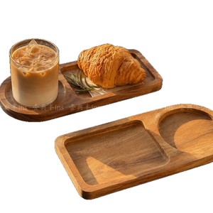 Plateau de service en bois massif de style japonais avec compartiments pour café, desserts et petit-déjeuner - Product Image 5
