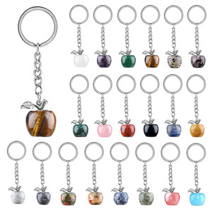 Llavero de agata semipreciosa con forma de manzana, con técnica de incrustación, pequeño colgante de manzana, regalo decorativo para Nochebuena - Product Image 5