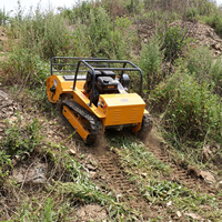 Tondeuse à fléaux télécommandée 800 mm avec lame à neige en option pour travaux de coupe sur zones humides et de roseaux