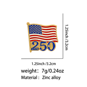 Spilla Distintiva Personalizzata all'Ingrosso, Nuovo Design, <span class=keywords><strong>Aquila</strong></span> Calva Patriottica Americana, 250° Anniversario del Quattro Luglio, Spilla a Cuore Smaltata - Product Image 3
