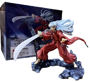 Figurines d'action d'anime Inuyasha en gros, Inuyasha aux cheveux blancs, scène de combat, figurine debout - Product Image 1