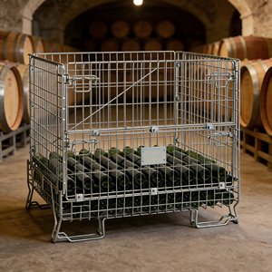 Şarap Deposu Depolama için TER Galvanizli Kaynaklı İstiflenebilir Katlanabilir Tel Örgü Kafes Konteyner - Product Image 1