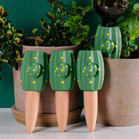 Piques d'arrosage automatique en terre cuite en forme de cactus pour plantes d'intérieur et d'extérieur, lot de 4