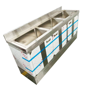 Évier de cuisine commercial VICTORY KITCHEN en acier inoxydable, simple bac carré, design industriel, à poser sur plan de travail, sans robinet - Product Image 6