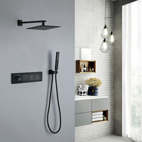 Ensemble de douche de salle de bain de luxe système de robinet de douche à effet pluie numérique ensemble de douche thermostatique en laiton noir mat