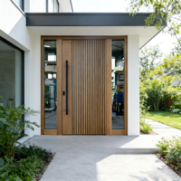 Porte d'entrée pivotante en aluminium et bois massif Grandsea, style moderne, avec vitre latérale, pour villa et maison